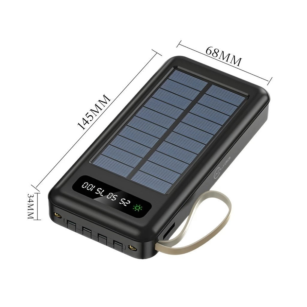 Carregador Portátil Power Bank Solar 20.000mah Com cabos 5 Em1 LED lanterna em Oferta na Shopee