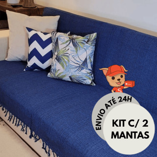 Kit 2 Mantas Para Sofá 2ou 3 Lugares Luxo Grande 210x120 Tipo Capa Protetora 100% Algodão Decorativa em Oferta na Shopee