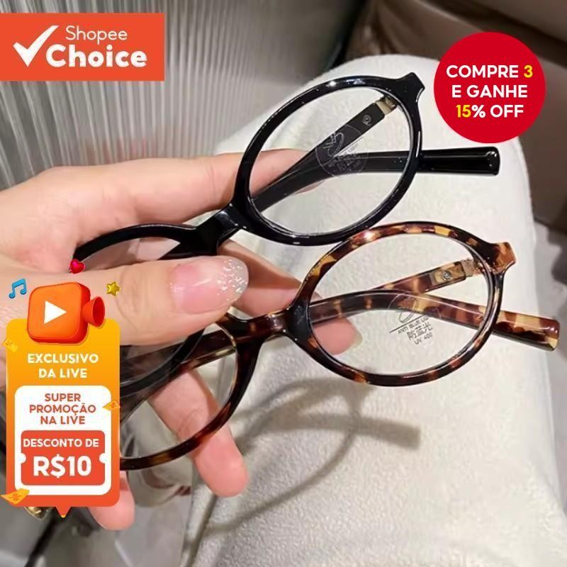 Óculos Vintage Com Estampa De Leopardo , Armação Oval , Bloqueio De Luz Azul Para Mulheres E Homens