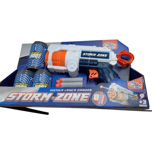 Pistola Lanca Dardos Brinquedo Infantil Kit 12 Pecas Luz Som Sorteio - Storm Zone