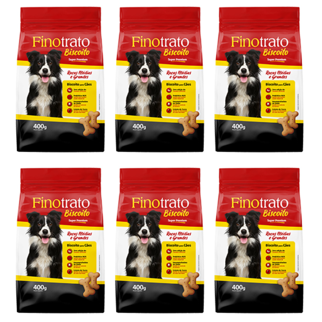 Kit 6 Biscoitos Finotrato Para Raças Médias e Grandes 400 g
