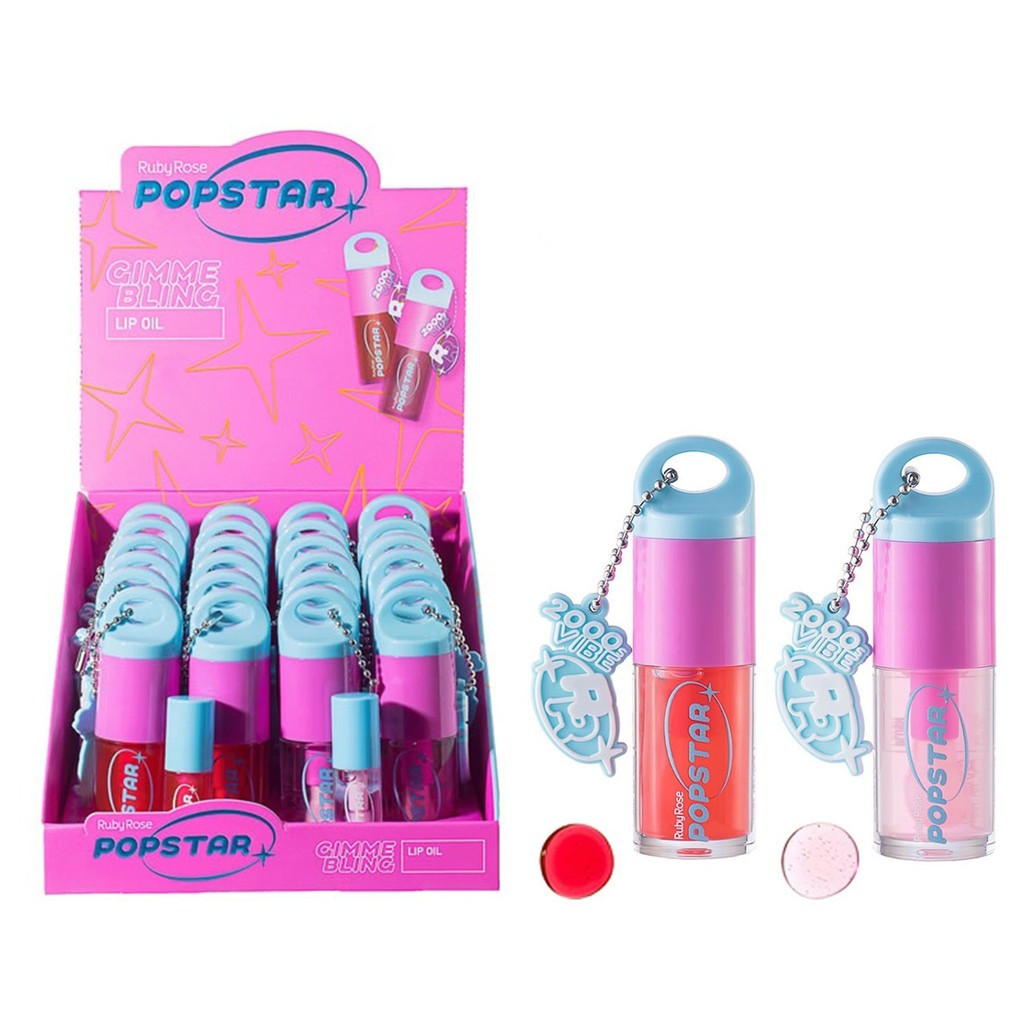 Atacato 1 Box Popstar Gimme Bling Lip Oil Nutrição e Brilho Glow - Ruby Rose B-L6507