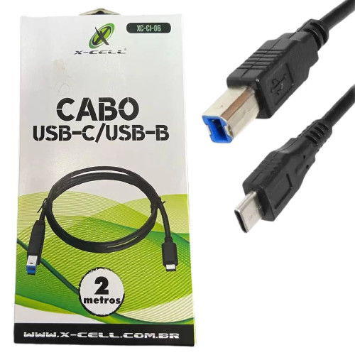 Cabo p/ impressora USB -c USB-b 2 metros x-cell XC-CI-6 - XCELL