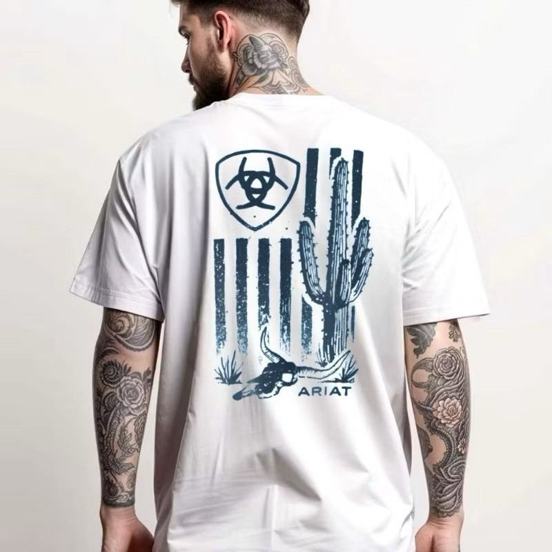 Camiseta Masculina Estilo country malha algodão