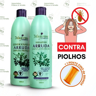 Kit Extrato de Arruda Contra Piolhos (Shampoo e Condicionador) Maycrene 500ml + 1 Pente Fino
