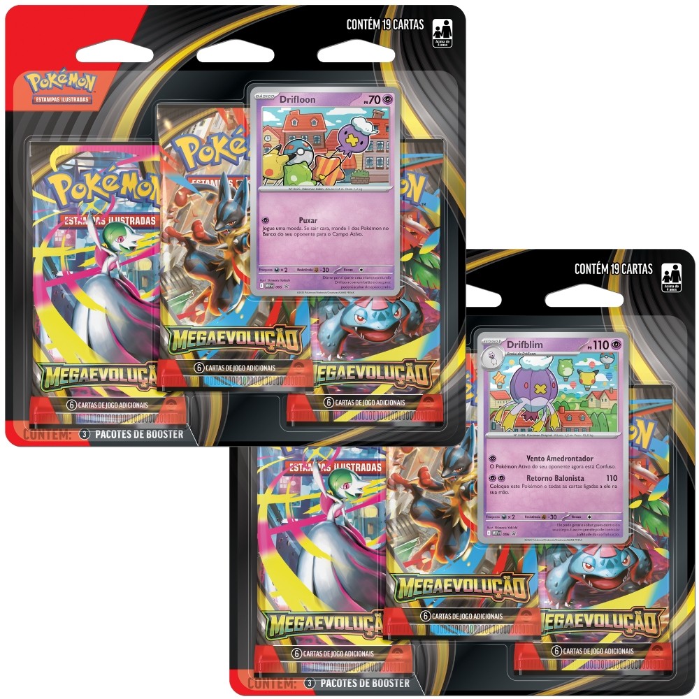BLISTER TRIPLO MEGA EVOLUÇÃO ME01 COPAG POKÉMON TCG BOOSTERS CARTAS LUCARIO GARDEVOIR EX TRILPE PACK em Oferta na Shopee