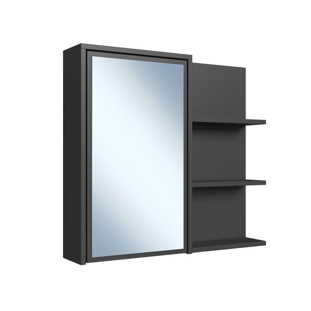 Armário Espelheira para Banheiro 1 Porta 2 Prateleiras Grafite Paula ES2001 - Faema Móveis em Oferta na Shopee