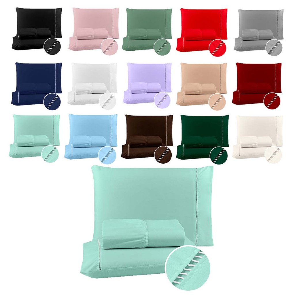 Lencol Queen/Casal/King/Solteiro Jogo De Cama Casal 400 Fios Micropercal com Ponto Palito