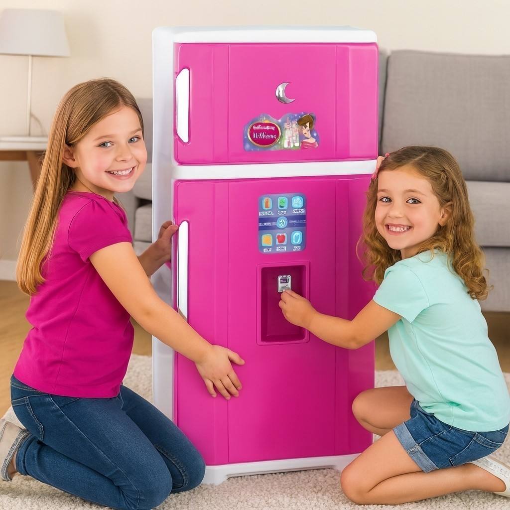Geladeira Infantil Duplex Brinquedo Princesa Rosa Cozinha Acessórios Educativo Criança Comidinhas
