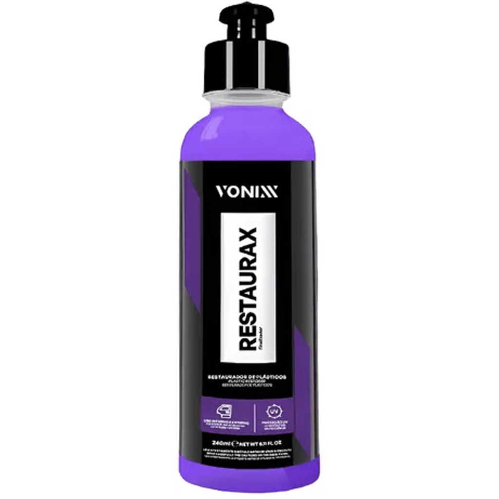 Vonixx Restaurax 240ml Restaurador Plásticos Borrachas Para-Choques Brilho Duradouro Automotivo em Oferta na Shopee