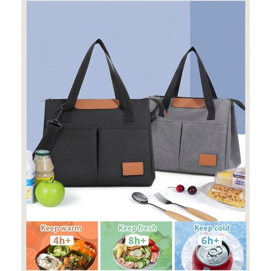 Bolsa Térmica de Almoço Multifuncional Moda Feminina/Masculina – Mão e Ombro, Impermeável, Grande Capacidade MM