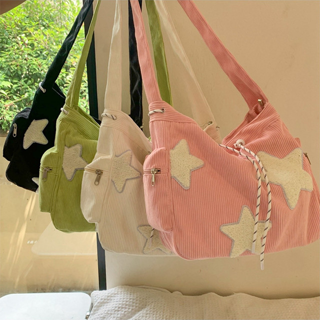Bolsa Feminina Grande Estrela Bolsa Transversal Bolsa De Ombro Lona Mochila Casual Para Escola Padrão De Design Estrela