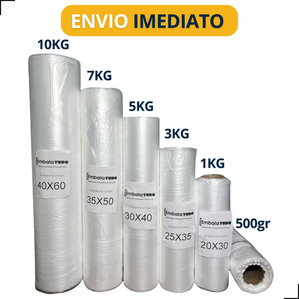 Bobina de Sacos Plásticos Picotada para Alimentos freezer microondas transparente 500 saquinhos em Oferta na Shopee