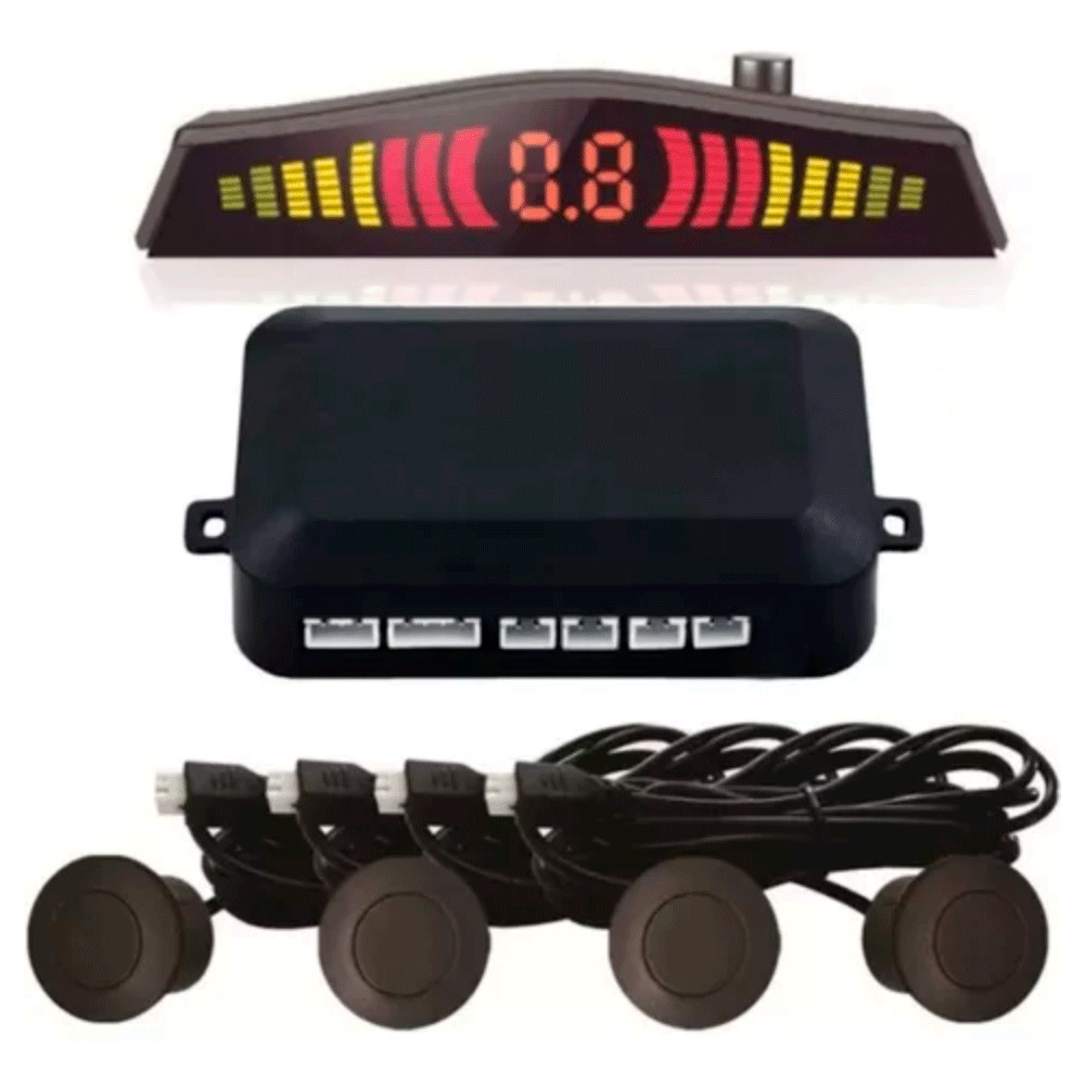 Sensor Estacionamento 4 Sensores Emborrachado Preto 20mm