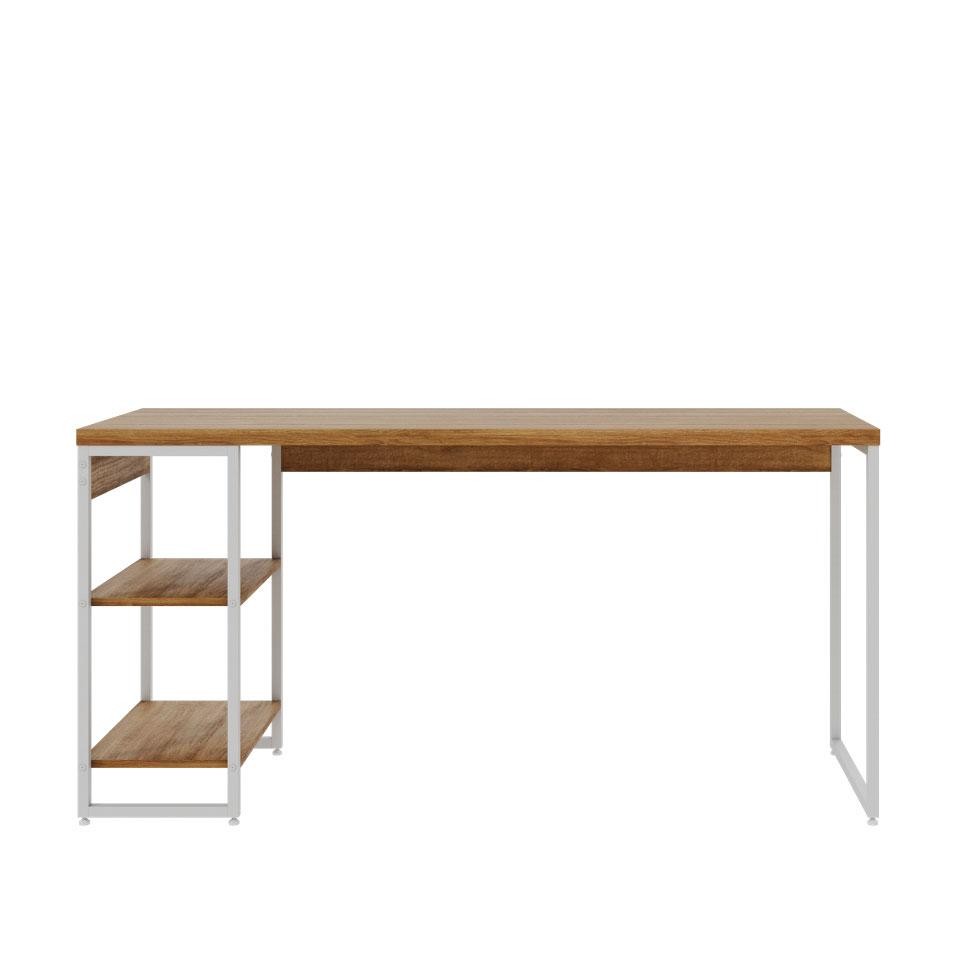 Escrivaninha com Estante Studio Mel e Branca 150x75 cm em Oferta na Shopee