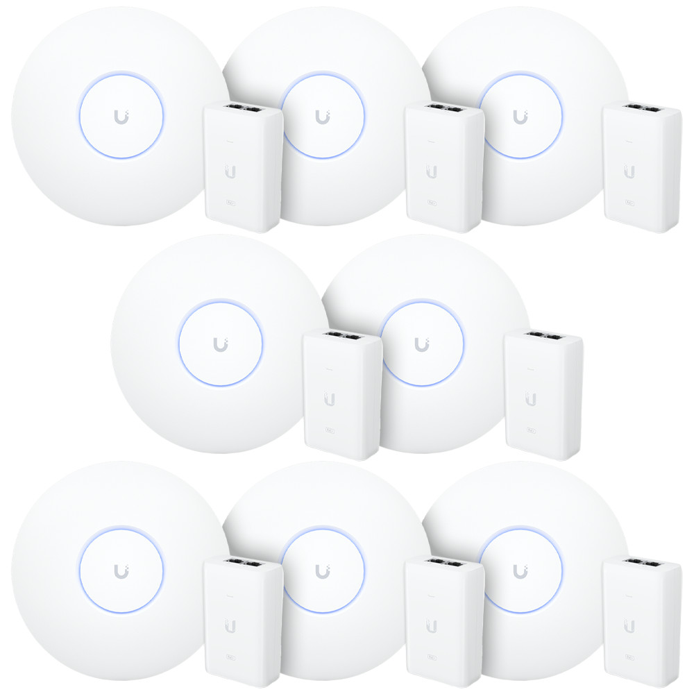 8 Roteadores WiFi 6 Access Point 5.3 Gbps + 8 Injetores PoE+ | 8 U6 Pro Ubiquiti