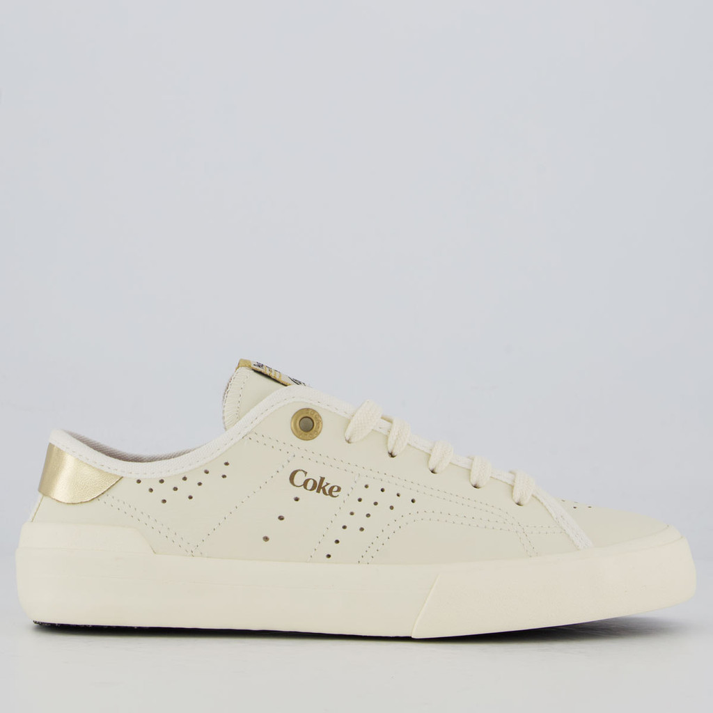 Tênis Coca Cola Fortune Feminino Branco e Dourado em Oferta na Shopee