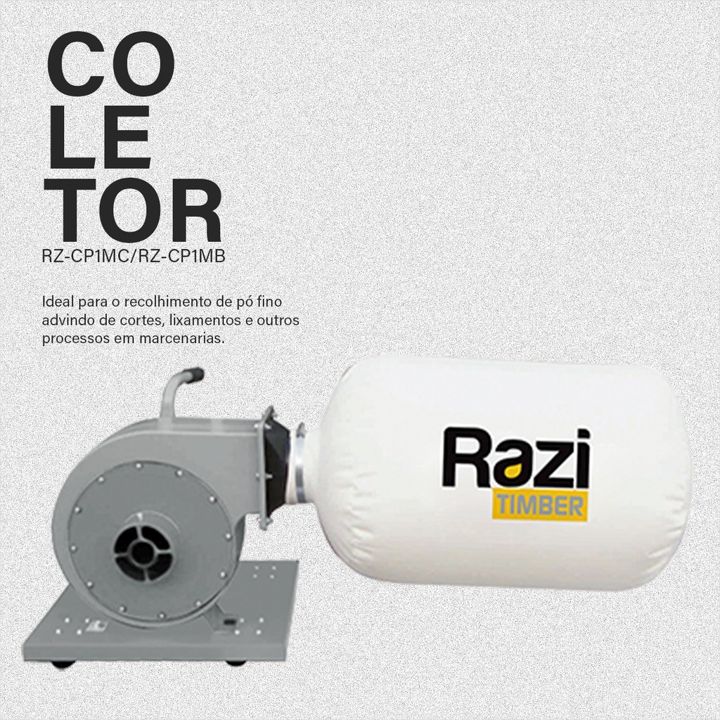 Coletor de Pó de 56 Litros para Máquina de Bancada 1CV Razi