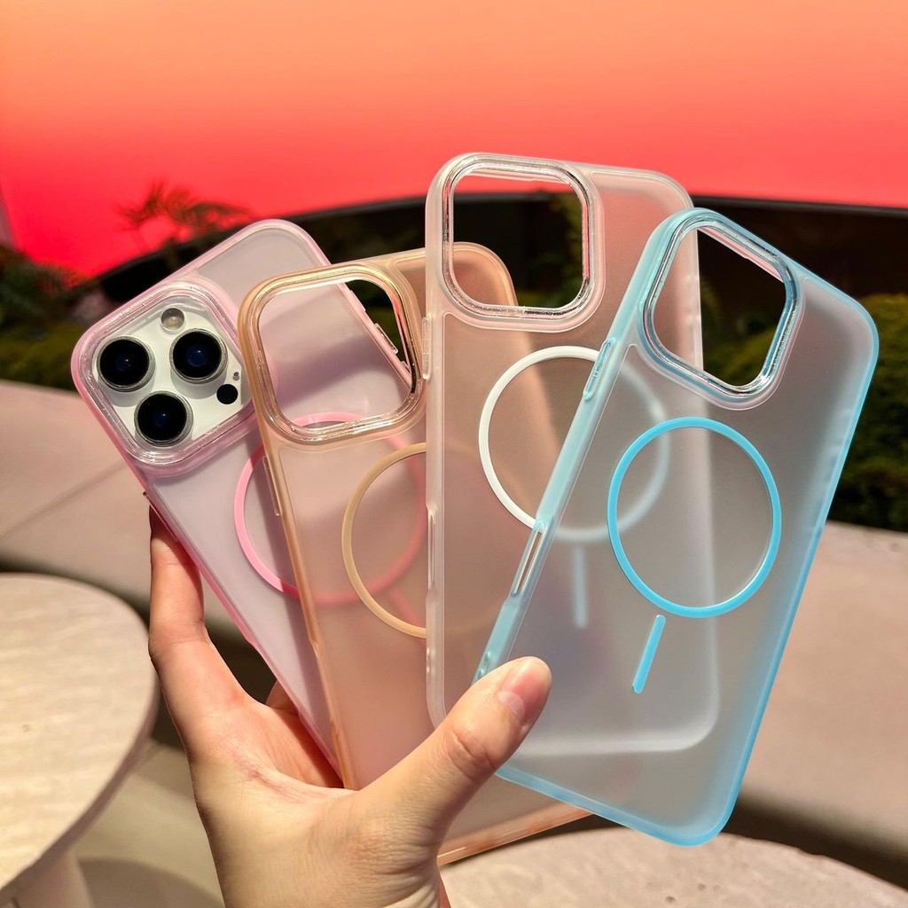Capinha Fosca Colorida MagSafe para iPhone Antishock