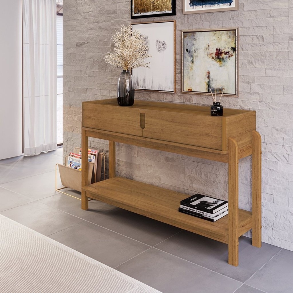 Aparador para Sala de Estar 2 Gavetas Lizz Cedro em Oferta na Shopee