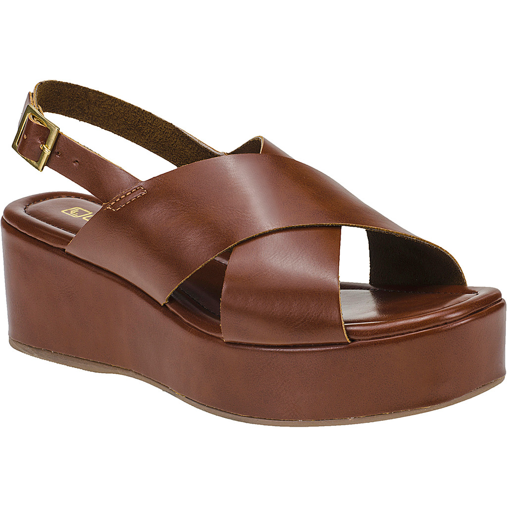 Sandália Anabela Feminina Plataforma Média Tiras Largas em Oferta na Shopee