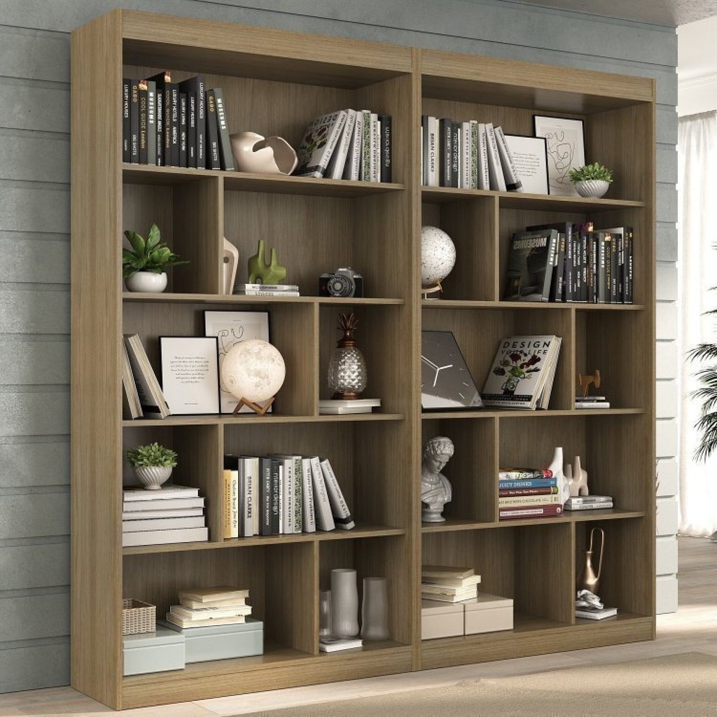 Estante para Livros 4 Prateleiras 181cmx186cm Home Office Espresso Móveis Avelã Tx