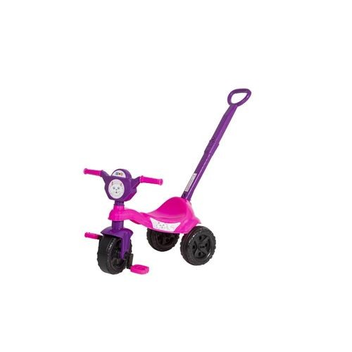 Carrinho Passeio Infantil Pedal Haste Controle Conforto Seguranca Diversao Gatinha Rosa