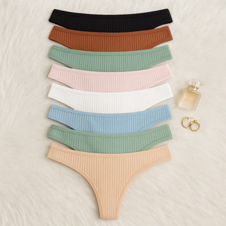 Kit 5 Calcinhas Fio Dental Feminina Algodão Canelado Confortável Sexy Dia a Dia em Oferta na Shopee