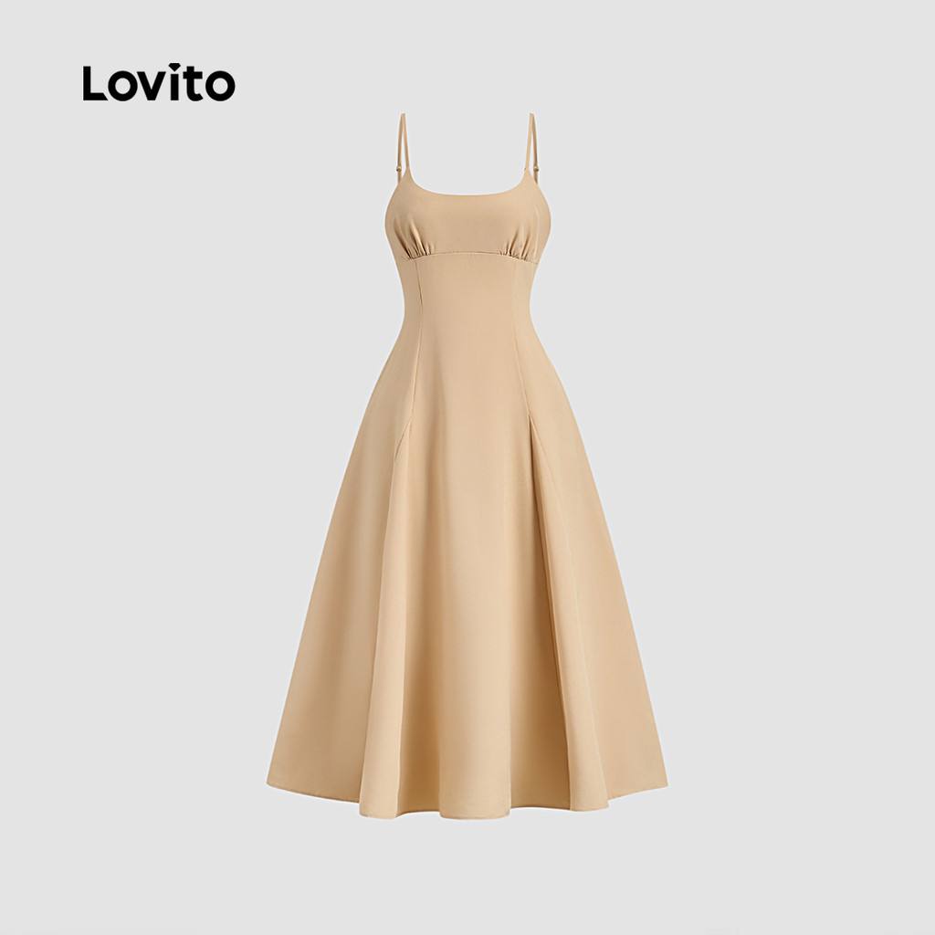 Detalhes do Lovito Vestido Casual Liso Para Verão/primavera Para Mulheres L132ED051