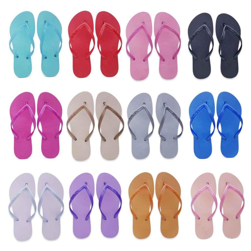 Kit 40 Pares Chinelo Sandália Rasteira Feminino Slim Liso Confortável Básico Leve Revenda Casual F02