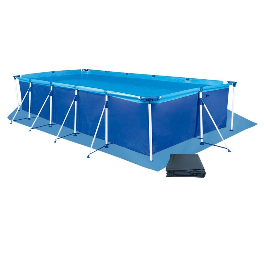 Piscina Retangular 7600 Litros Estruturada Premium Capa e Forro Mor em Oferta na Shopee