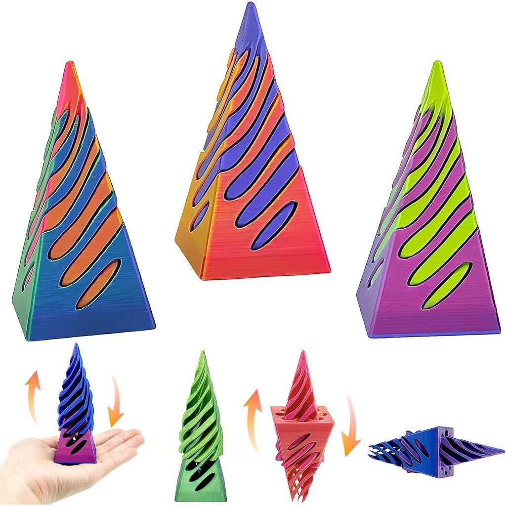 Conjunto de 3 Brinquedos Anti-estresse Impressos em 3D para Crianças e Adultos, Brinquedo Anti-estresse Cone Impossível