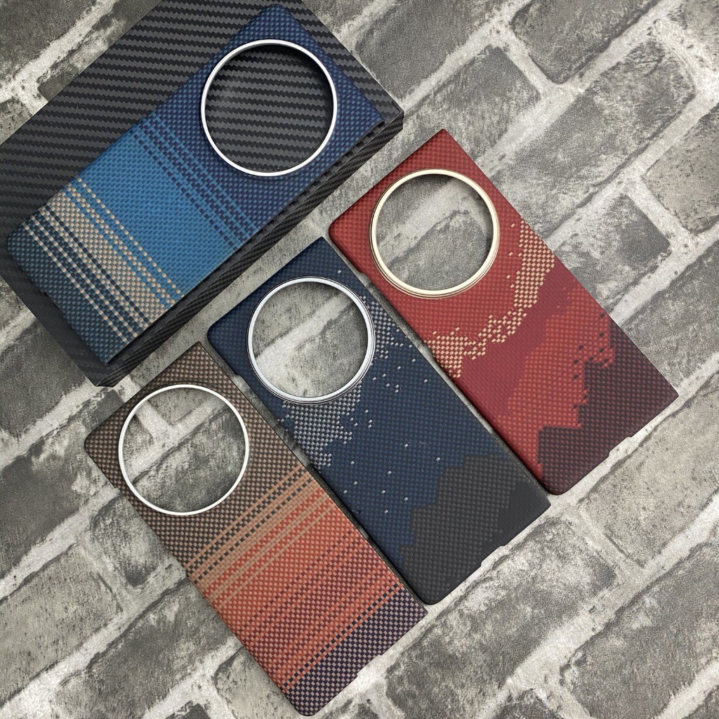 [Aplicável para Vivo X Fold 5, capa de celular em Kevlar com suporte magnético, capa protetora de fibra de carbono XFOLD