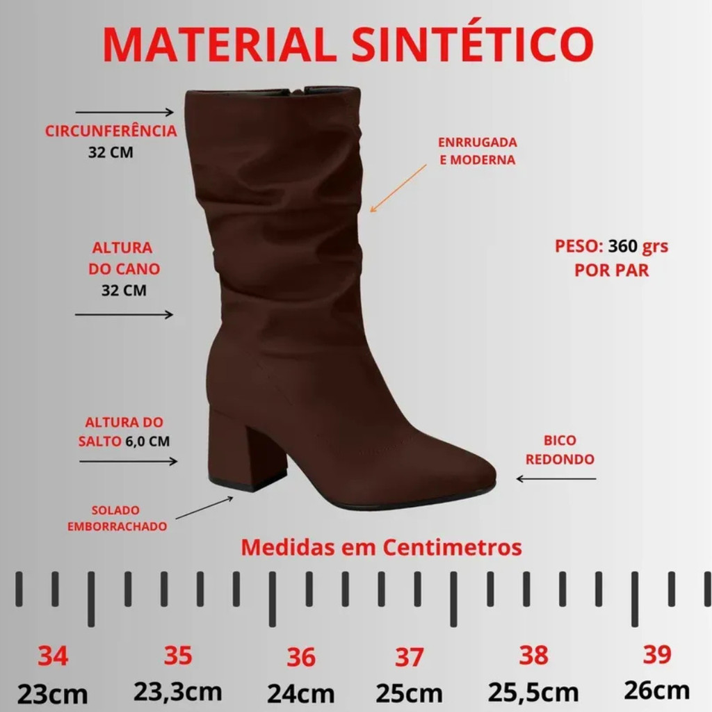 Detalhes do Bota Feminina Beira Rio Cano Alto Salto Grosso