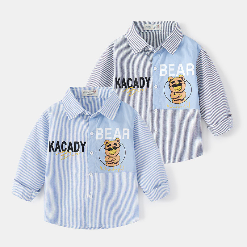 Crianças camisa de manga comprida listrado dos desenhos animados 2026 primavera outono novo estilo roupas infantis bebê 