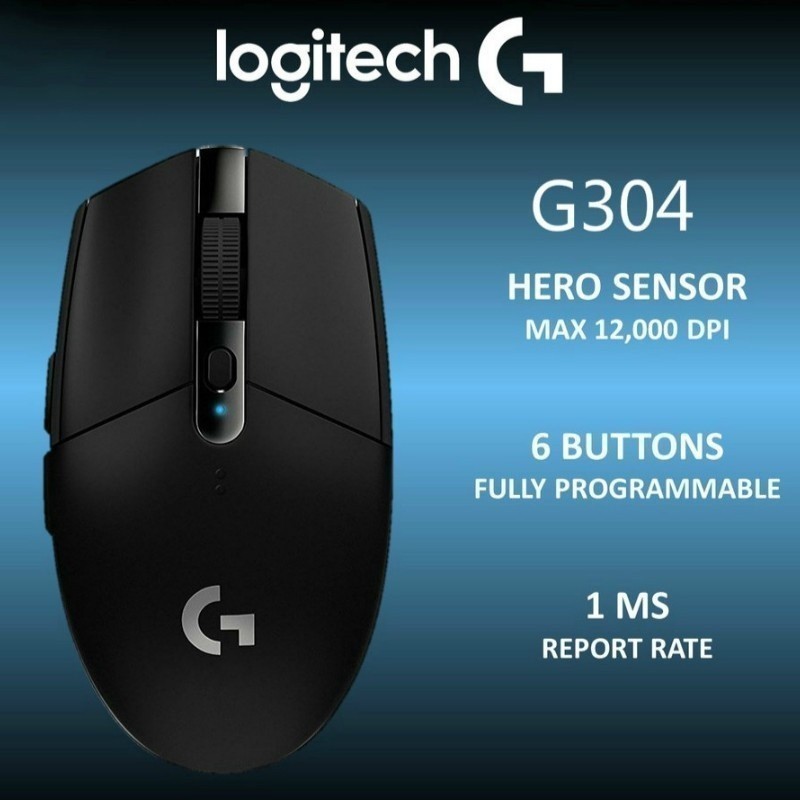 Mouse sem fio 2.4G G304 de três botões 400IPS 12000DPI com bateria Plug and Play Notebook Universal