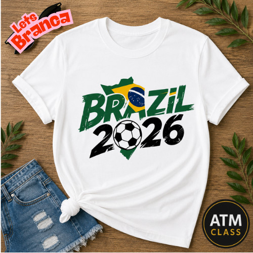 Camiseta Camisa Infantil e Adulto Brasil 2026 Blusa Unissex 100% Algodão Premium Envio Imediato