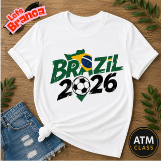Camiseta Camisa Infantil e Adulto Brasil 2026 Blusa Unissex 100% Algodão Premium Envio Imediato
