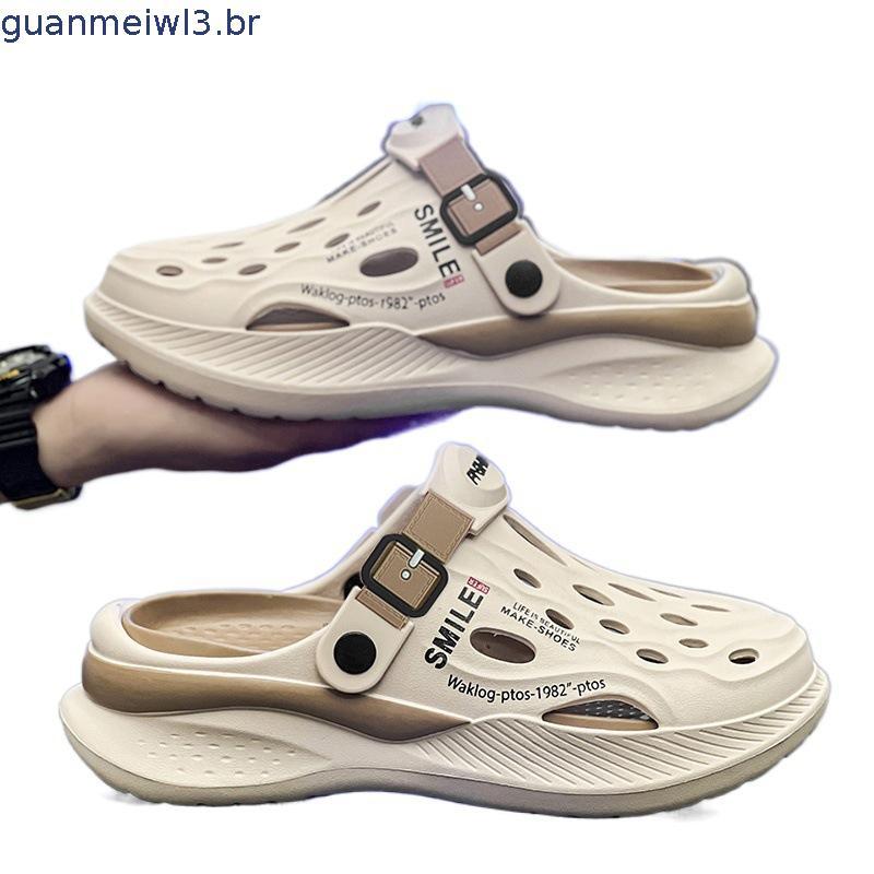 Sapatos De Caverna Masculinos Verão Fora Usar Antiderrapante anti-odor Dupla Utilização Baotou Chinelos Esportes E Lazer