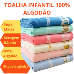 KIT 2 Toalhas De Banho Infantil Criança 100% Algodão Kids Enxoval Unissex Para Bordar Em Ponto Cruz