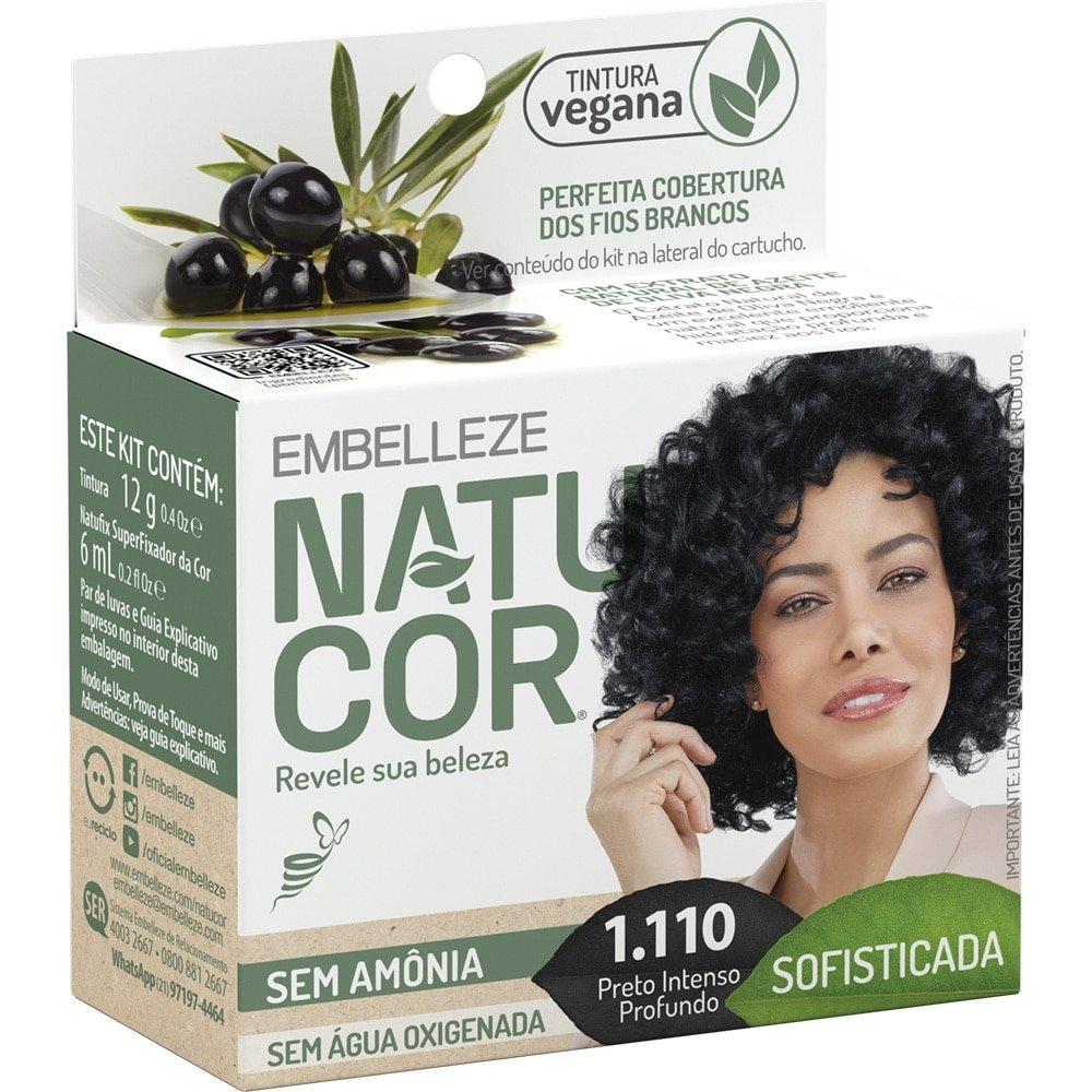 Tintura Natucor em Pó Pequena 1.110 Preto Intenso Profundo