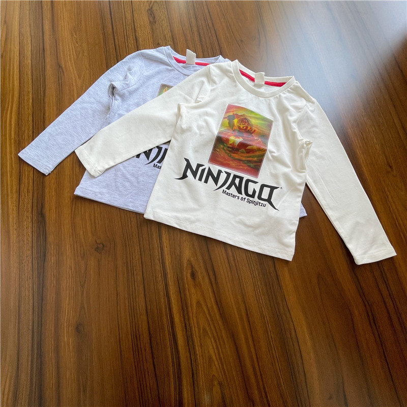Meninos médio pequeno crianças algodão dos desenhos animados camiseta de manga comprida camisa de fundo série 1-12 anos 