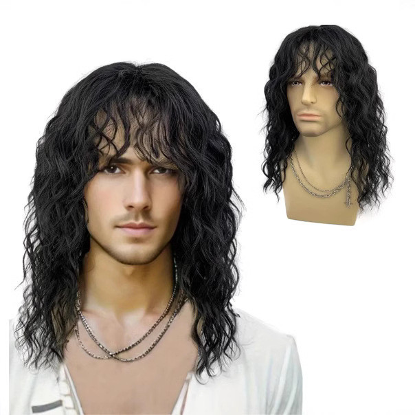 Chapelaria novo estilo masculino Rock vestir-se peruca de comércio exterior Halloween cabelo encaracolado europeu americ