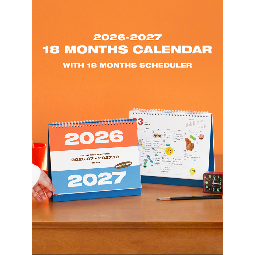 Coreia coreia índigo simples negócios 2026-2027 calendário de mesa cronograma plano relógio cartão Desktop calendário an