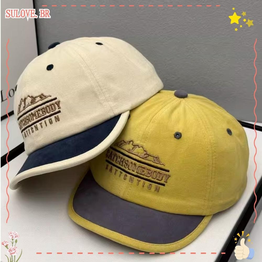 Boné de Beisebol para Casal SULOVEDU, Boné de Pesca com Aba Curta para Proteção Solar, Boné Vintage Unissex Respirável 2