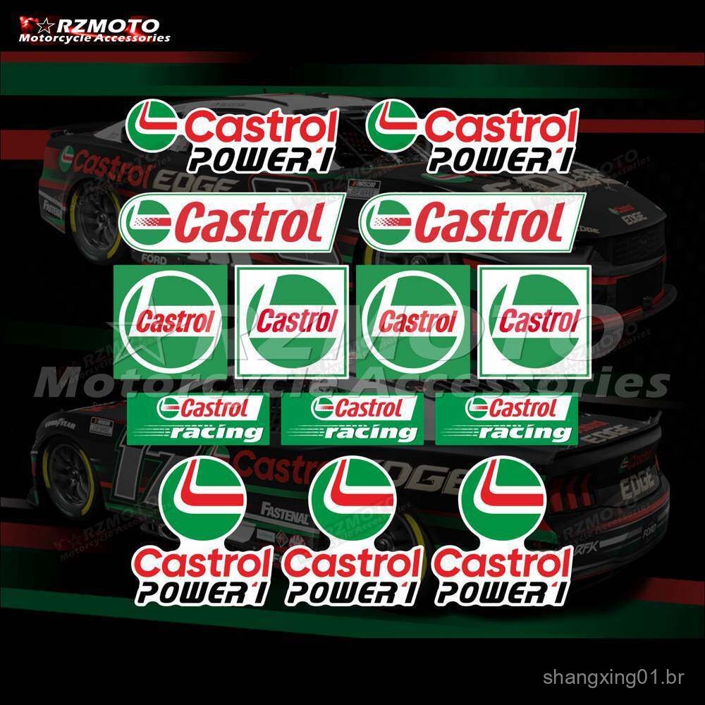 Adesivos de óleo de motor Castrol, Shell, para-brisa, capacete, tanque de combustível, adesivos traseiros de carro, deca