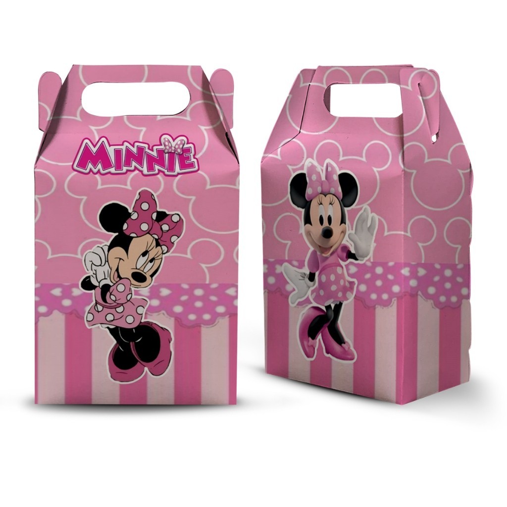 10 CAIXA MILK MALETINHA TEMA  MINNIE ROSA  LEMBRANCINHA PARA FESTA