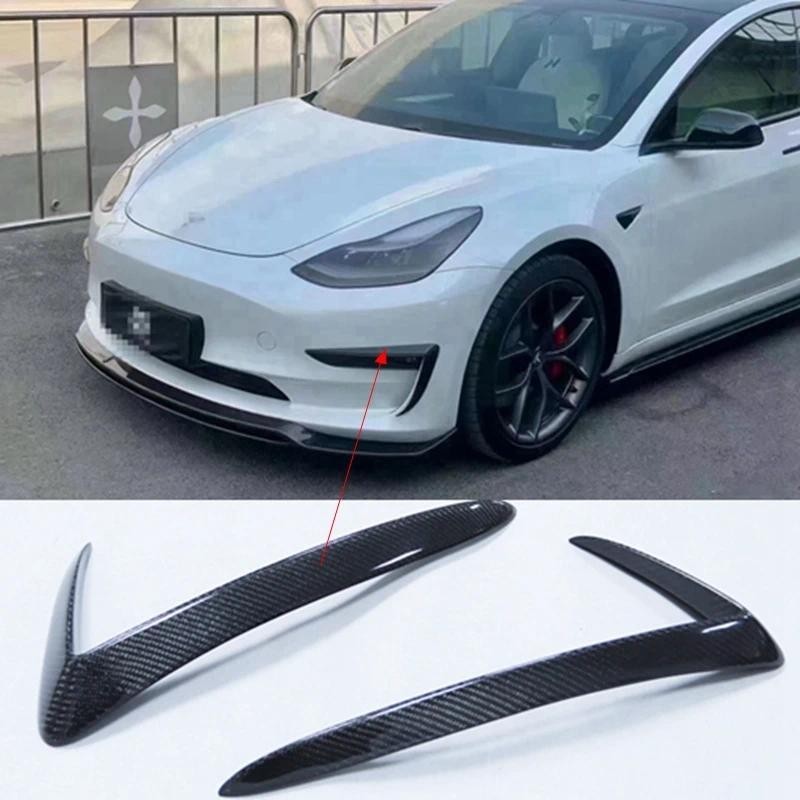 Para Tesla Modelo 3 Fibra De Carbono Seco Frente Faca Ar Guarda Guarnição Corpo Kit Peças De Automóvel Modificação Aparê