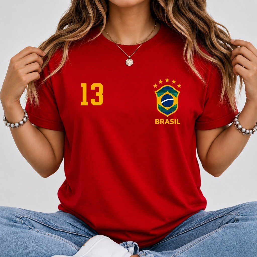 Camiseta BRASIL unisex Vermelha Lançamento Brasileira Feminina Masculino Premium copa do mundo Promoção