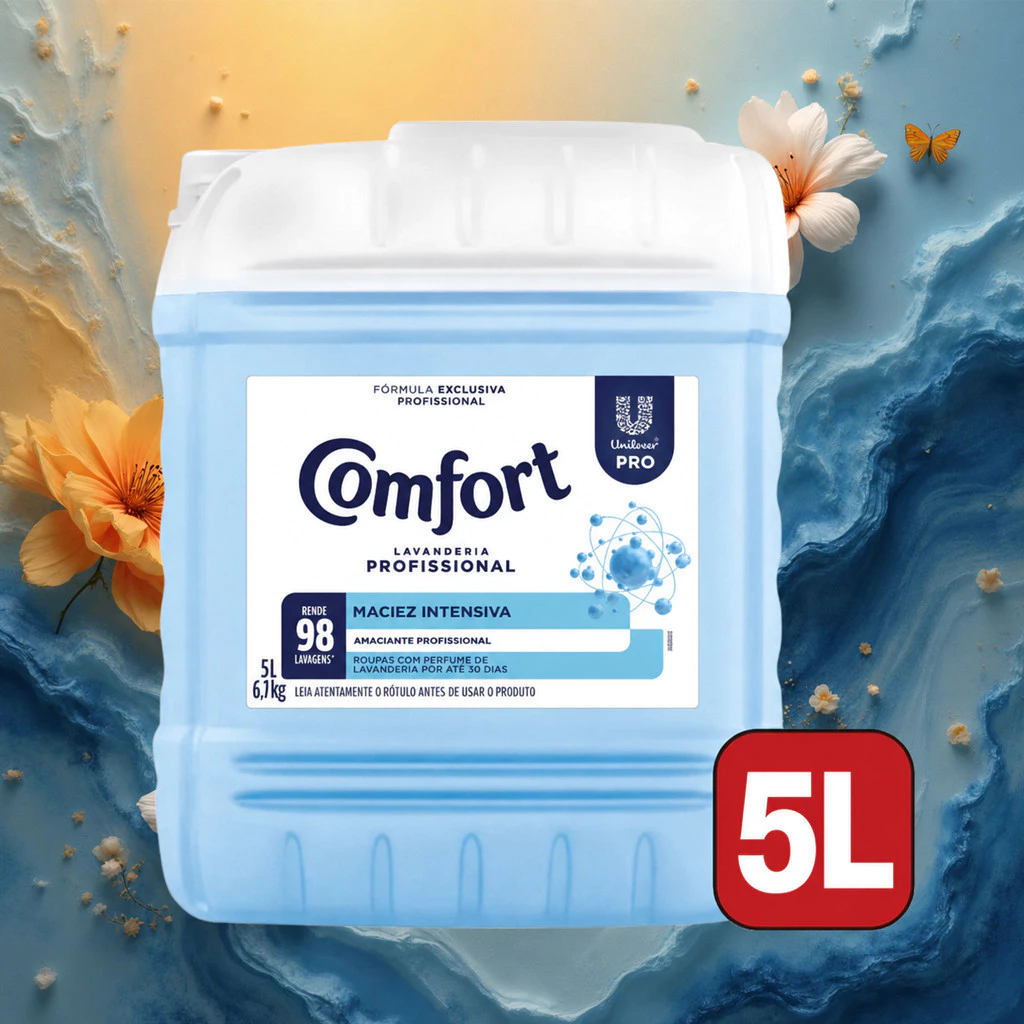Amaciante Comfort Lavanderia Profissional Maciez Intensa 5L Longa Duração Alto Rendimento